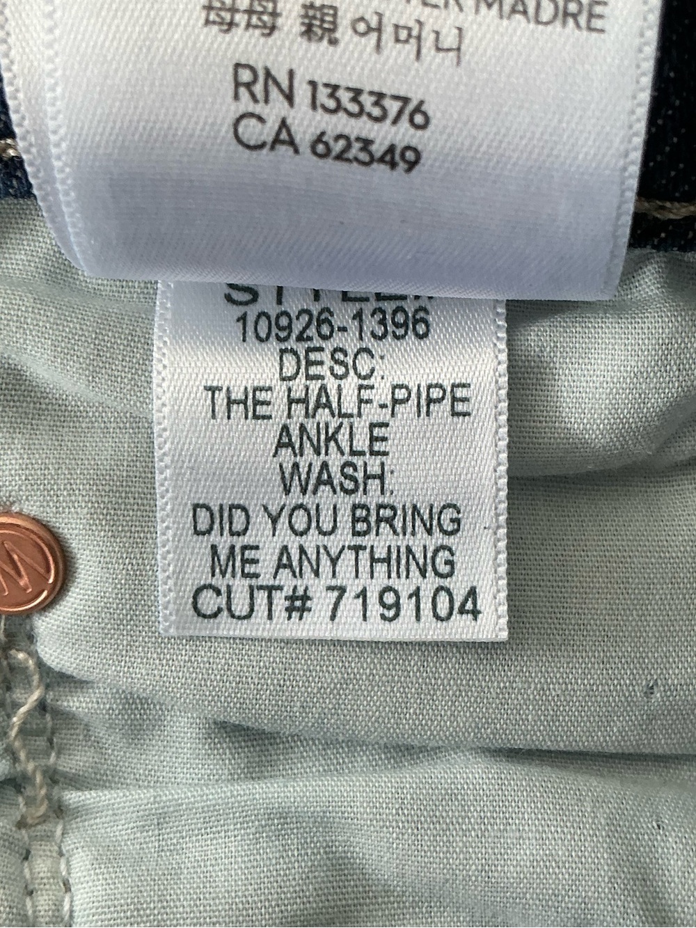 MOTHER SUPERIOR Jeans Half-Pipe Ankle Did You Brung Me Anything? Blue Size 23 - Picture 13 of 15
